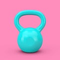 Fitness Concept. Blue Iron Dumbbell Weight in Duotone Style. 3d Rendering