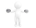 Fitness concept. 3d person with dumbbells