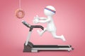 Fitness Concept. Person Runner Runs Along the Treadmill and Reaches for the Donut. 3d Rendering