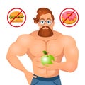 Fitness concept with sport bodybuilder Bearded Hipster with glasses and Red Hair