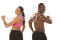 Fitness couple back chain looking