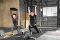 Fitness couple in gym working out together. Sporty couple Royalty Free Stock Photo