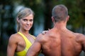 Fitness couple on a street workout