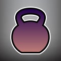 Fitness Dumbbell sign. Vector. Violet gradient icon with black a