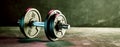 Fitness dumbbells weights equipment selective focus fitness club. Royalty Free Stock Photo