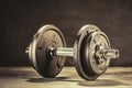 Fitness dumbbells weights equipment selective focus fitness club. Royalty Free Stock Photo