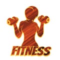 Fitness Emblem with Athletic Woman Silhouette