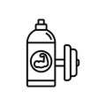 Fitness energy drink icon. sport drink bottle with dumbell illustration. simple monoline graphic