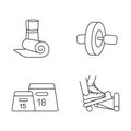 Fitness equipment linear icons set