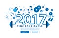 Fitness equipment 2017 new year concept workout Royalty Free Stock Photo