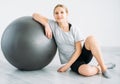 fitness equipment sport indoors girl with gym ball Royalty Free Stock Photo