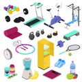 Fitness equipment vector gym club workout training with dumpbell bodybuilding weights in sportclub illustration