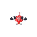 Fitness exercise chinese lampion mascot icon with barbells