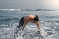 Fitness Exercise. Closeup Of Topless Healthy Handsome Active Man With Fit Muscular Body Doing Push Ups Exercises. Sporty Athletic Royalty Free Stock Photo