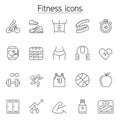 Fitness & Exercise icon set in thin line style Royalty Free Stock Photo