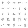 Fitness exercise line icons set