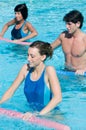 Fitness exercise in water swimming pool