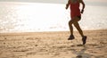 Fitness female runner running at beach Royalty Free Stock Photo