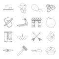 Fitness, fishing, history and other web icon in outline style.lighting, technology, security icons in set collection.