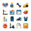 Fitness Flat Color Icons Set Royalty Free Stock Photo