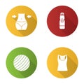 Fitness flat design long shadow glyph icons set Royalty Free Stock Photo