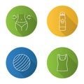 Fitness flat linear long shadow icons set Royalty Free Stock Photo