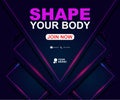 Fitness flyer template. Poster template for fitness center. Modern fitness and gym brochure collection. Modern dark abstract flyer