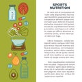 Fitness food poster of sports healthy diet food nutrition icons.