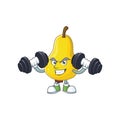 Fitness fruit pear cartoon character with mascot