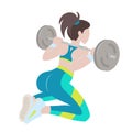 Fitness girl with barbell