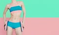 Fitness girl in fashionable sports swimsuit Royalty Free Stock Photo