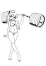 Fitness girl with a heavy barbell