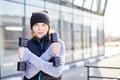 Fitness Girl Portrait. Pretty Sporty Woman In Fashion Sportswear Doing Intense Exercise At Outdoor in Park. Training For Strong Royalty Free Stock Photo