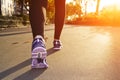 Fitness Girl running at sunset Royalty Free Stock Photo