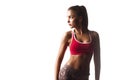 Fitness girl white isolated background Royalty Free Stock Photo