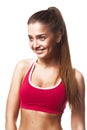 Fitness girl white isolated background Royalty Free Stock Photo