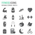Fitness glyph icon set
