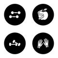 Fitness glyph icons set