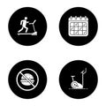 Fitness glyph icons set