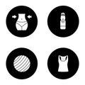 Fitness glyph icons set