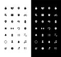 Fitness glyph icons set for night and day mode