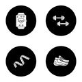 Fitness glyph icons set