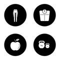 Fitness glyph icons set