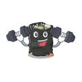 Fitness grabage bag isolated with the mascot