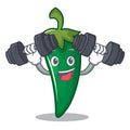 Fitness green chili character cartoon