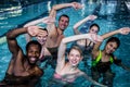 Fitness group doing aqua aerobics