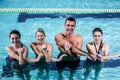 Fitness group doing aqua aerobics Royalty Free Stock Photo