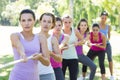 Fitness group playing tug of war Royalty Free Stock Photo