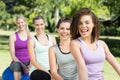 Fitness group sitting on exercise balls Royalty Free Stock Photo