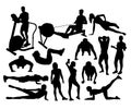 Fitness and Gym Activity Silhouettes Royalty Free Stock Photo